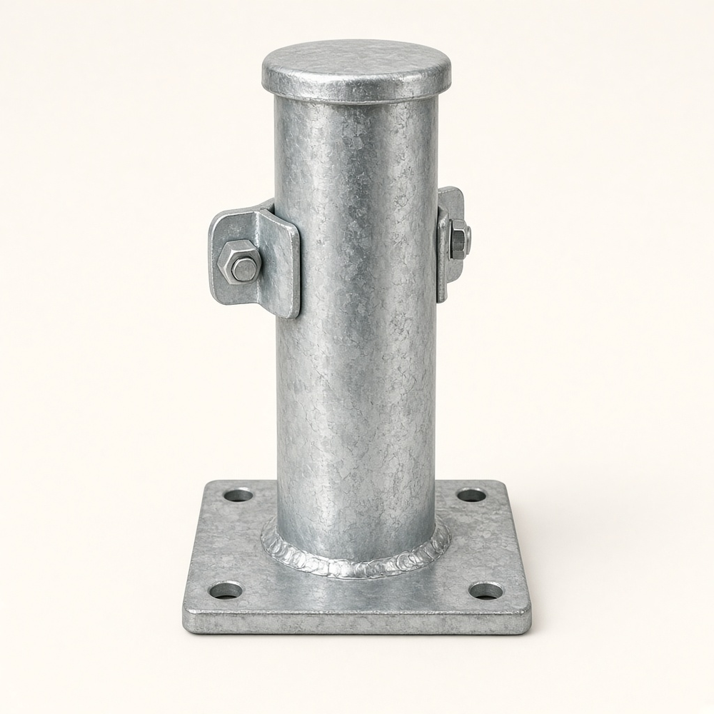 GI Post OD60 mm x 1250 mm with Base Plate and Fittings