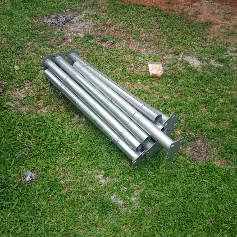 GI Post OD60 mm x 950 mm with Base Plate and Fittings