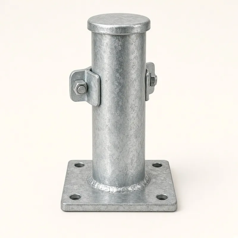 GI Post OD60 mm x 2450 mm with Base Plate and Fittings